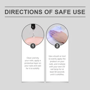 Instrucciones visuales paso a paso para aplicar pegamento sólido para uñas con lámpara UV