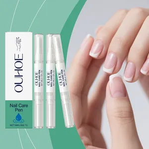 Professional set of three OUHOE nail care pens featuring packaging and hand model display