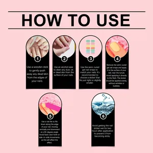 Detailed six-step user manual for applying dopamine-style semi-cured gel nail sticker wraps