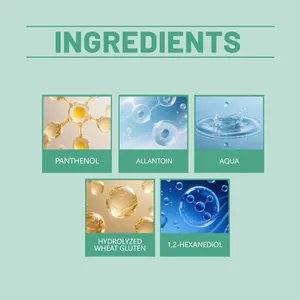Graphic listing key ingredients of the nail care pen: Panthenol, Allantoin, and Aqua.