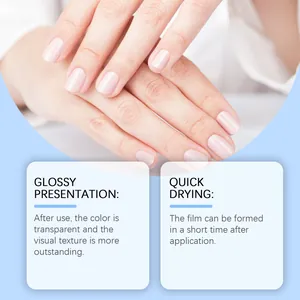 Macro detail showing glossy finish and quick-drying effect on healthy natural nails.