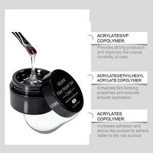Detailweergave van EELHOE vezelreparatie nagelgel met uitleg over ingrediënten.