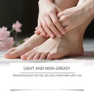 Detail shot showing smooth feet and healthy nails with a non-greasy moisturizing finish.