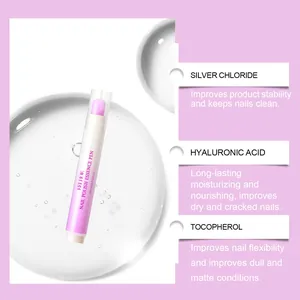 Close-up detail of ingredients and benefits of EELHOE nail essence pen for dry cracked nails