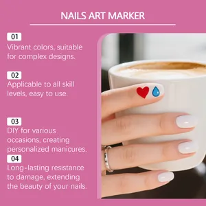 Vista detallada de diseños creativos de arte de uñas DIY con marcadores impermeables