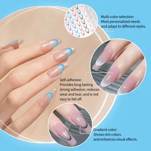Gedetailleerde weergave van Franse verloopnagelstickers met zelfklevende textuur en kleur.
