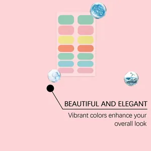 Vibrant dopamine color nail sticker wraps in solid macaron shades for daily look.