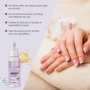 Detailed view of OUHOE fast-spray nail glue remover providing professional manicure care