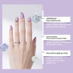 Dettagli degli ingredienti della penna per nail art per un'applicazione dei pigmenti