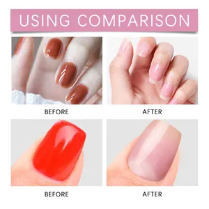 Effective nail polish remover usage comparison showing before and after clean nails