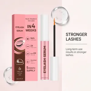 Detailansicht der rosa Wimpernserum-Verpackung und des feinen Pinsel-Applikatorsets