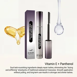 Waterproof black mascara with Vitamin E and Panthenol for lengthening and nourishing lashes