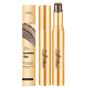 Two-color gradient eyeshadow stick in golden-brown pearlescent tones for long-lasting wear