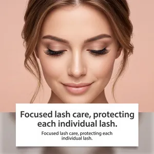 Nahaufnahme langer, voluminöser Wimpern nach der Anwendung des Serums