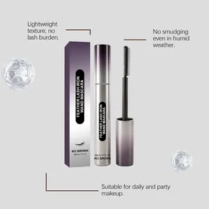 Brown mascara set with silver gradient tube and professional spiral wand applicator