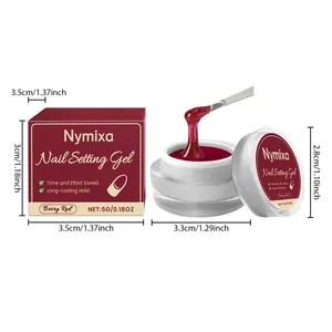 Detailed dimensions and berry red gel texture of Nymixa nail setting fixative gel