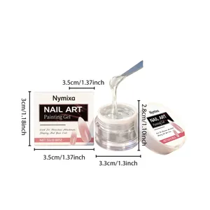 Nymixa transparent nail art painting gel with detailed product dimensions and texture view