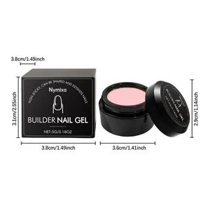Dimensiones detalladas del gel de construcción rosa Nymixa no pegajoso en envase negro
