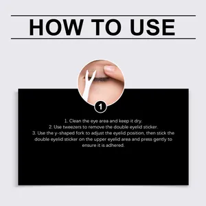 Professional step-by-step English instructions for applying invisible eyelid stickers
