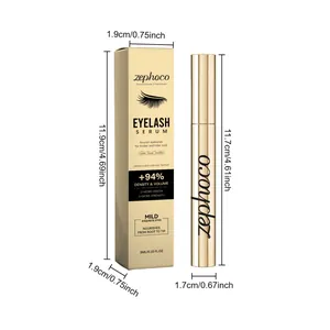 Detaillierte Abmessungen von zephoco Wimpernserum und der Verpackungsbox