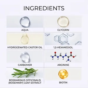 Detailed list of ingredients for the eyelash care serum featuring Biotin and Rosemary extract