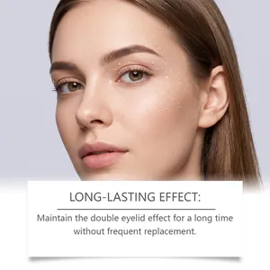 Close-up showing the natural double eyelid effect with waterproof finish