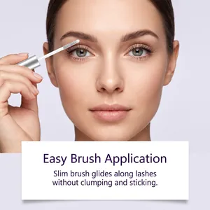Close-up showing the VIARELINE eyelash serum application with a slim precision brush tool.