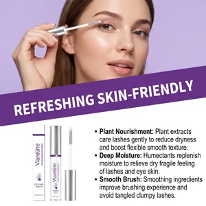 Viareline eyelash nourishing serum shown with model and detail feature text description