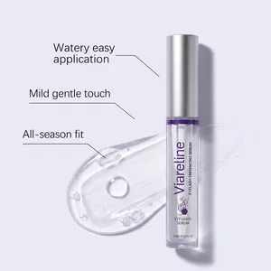 Viareline Eyelash Enhancing Serum detail showing a clear watery gel texture smear.