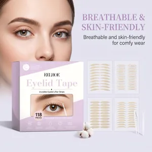 Detail of EELHOE invisible mesh eyelid tape set with application tool for natural look