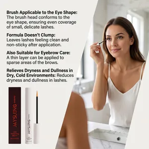Visuelle Anleitung zur Anwendung von Wimpernserum mit detaillierten Produktvorteilen