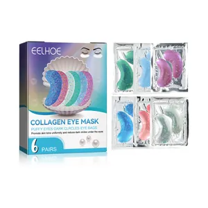 Set 6 paia patch occhi collagene EELHOE con glitter colorati per ridurre borse e occhiaie