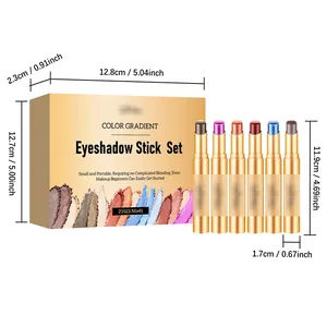 Detaillierte Maßtabelle für das mehrfarbige Schimmer-Lidschatten-Stift-Set mit Maßen.