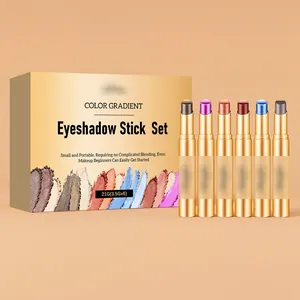 Detailansicht des 6-teiligen schimmernden Lidschatten-Stift-Sets in Gold