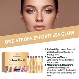 Sechsfarbiges langanhaltendes Lidschatten-Stift-Set mit Schimmer-Finish für ein edles Augen-Make-up