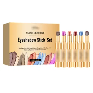 Tragbares 6-teiliges schimmerndes Lidschatten-Stift-Set für langanhaltendes Make-up