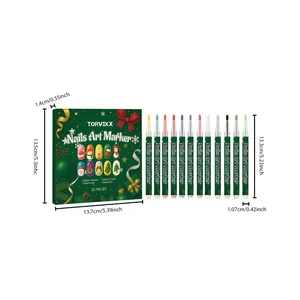 Precise dimension details of TORVIKX 12-color Christmas nail art marker pen set