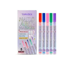 TORVIKX Penna Pennarello per Nail Art Colorata ad Asciugatura Rapida a Base d'Acqua DIY Graffiti Pittura Strumento per Manicure Donna