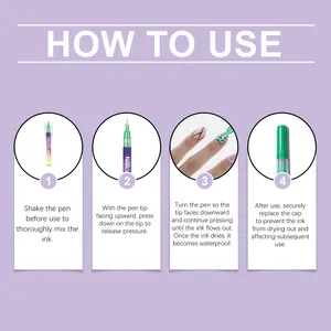 Instrucciones detalladas paso a paso para usar el rotulador verde para decoración de uñas