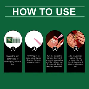 Step-by-step instructional guide showing how to use TORVIKX DIY Christmas nail art markers.