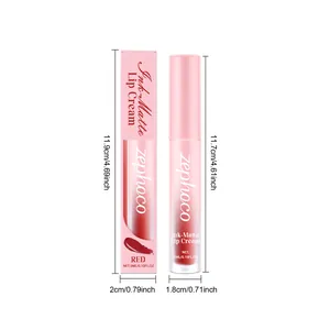 Detailed product dimensions for Zephoco red matte lip cream in centimeters and inches