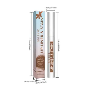 Gedetailleerd maatschema van EELHOE peel-off lipliner en de grootte van de verpakking.