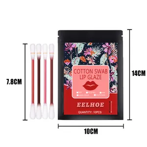 Kit gloss à lèvres coton-tige jetable EELHOE, tige 7,8 cm et pochette 14x10 cm dimensions