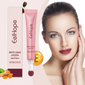 Labial líquido mate púrpura oscuro Eelhoe con aplicador de esponja para un look natural