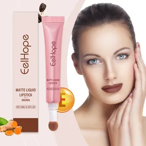 Rouge à lèvres liquide mat brun EelHope avec fini velours et applicateur éponge doux