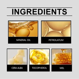 Detailed macro view showcasing natural honey lip balm ingredients including Vitamin E.