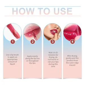 Detailansicht der schrittweisen Anwendung des langanhaltenden Peel-off-Lippenliner-Gels