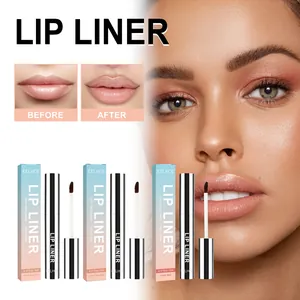 Peel-off lip liner tattoo pen set showing before and after effect on model lips