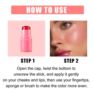 Detailed instructional guide for applying the red jelly blush and lip tint makeup stick.