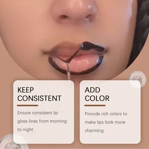 Close-up van peel-off lipgloss applicatie voor langdurige en consistente kleurdefinitie